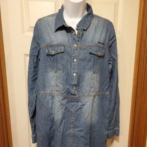 CAT Caterpillar long sleeve jean dress Sz L